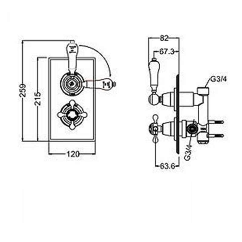 Burlington Trent Chrome Thermostatic Single Outlet Concealed Shower Valve