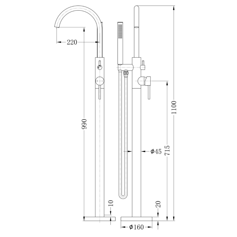 Moray Gunmetal Floor Standing Bath Tap