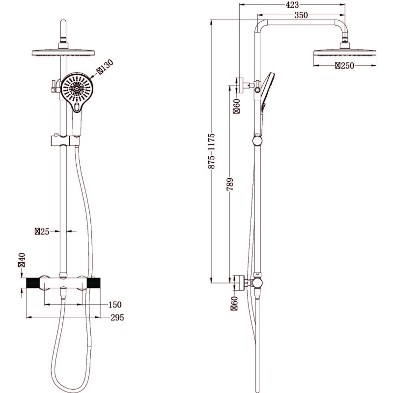 Moray Satin Bronze Thermostatic Shower Pack