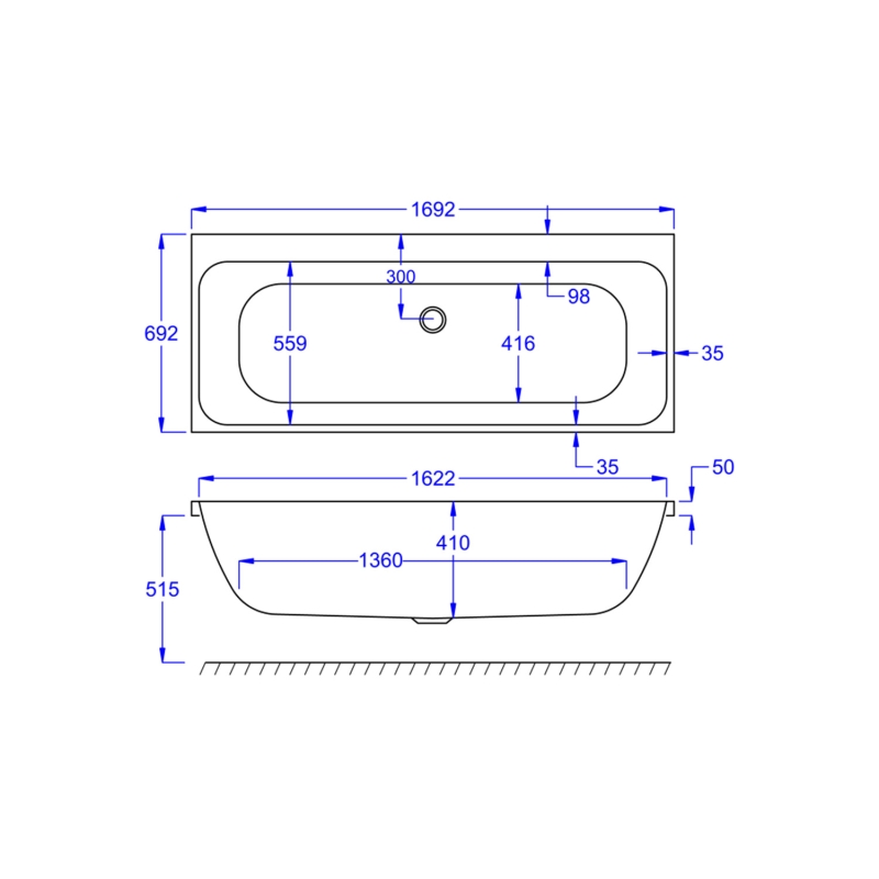 Carron Profile Double Ended Carronite Bath 1700x700mm