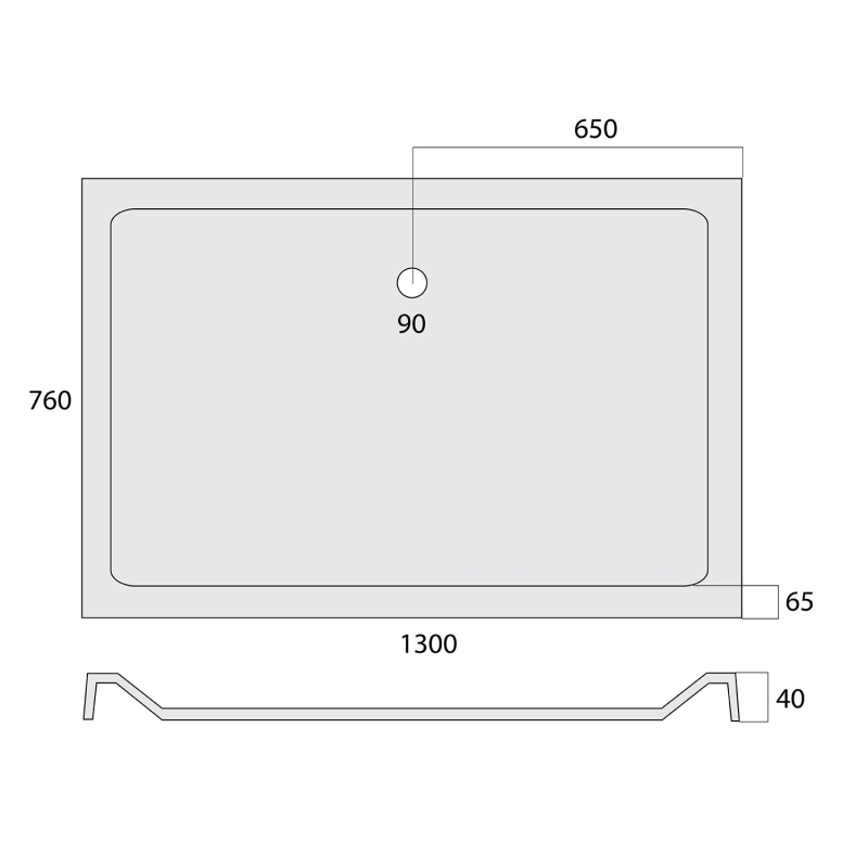 Low Profile Rectangle Shower Tray 1300x760mm