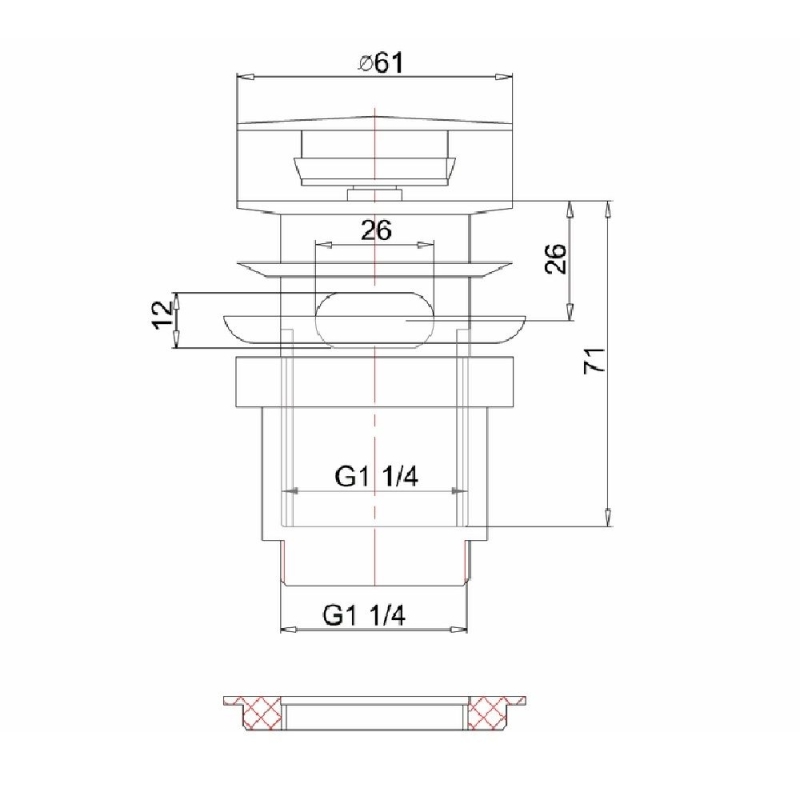 Burlington Chrome Basin Push Button Slotted Waste
