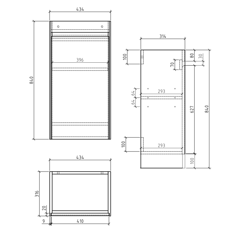 Odion Concrete Floor Standing Cloakroom Vanity Unit with Resin Basin 440mm