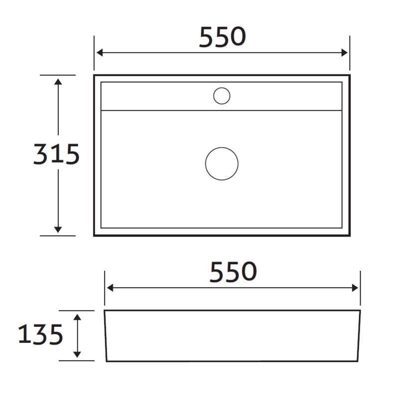 Aero White Rectangular Countertop Basin