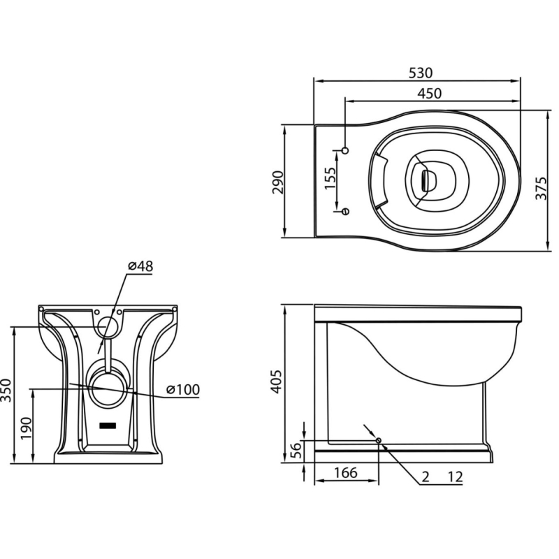 Seattle Traditional Rimless Back to Wall Toilet