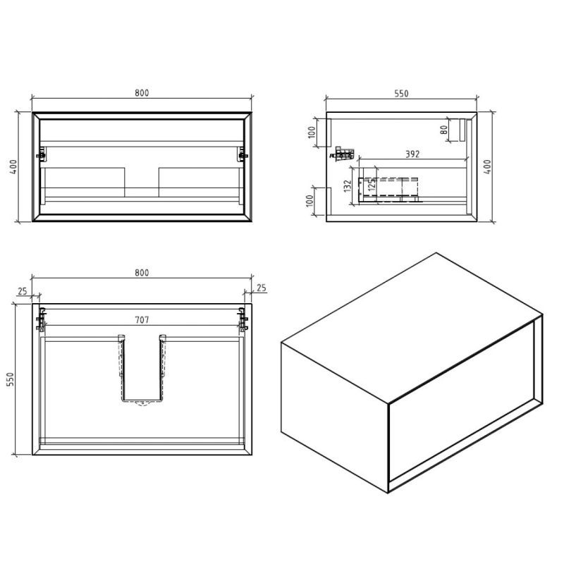 Devlin White & Oak Wall Hung Vanity Unit 800mm