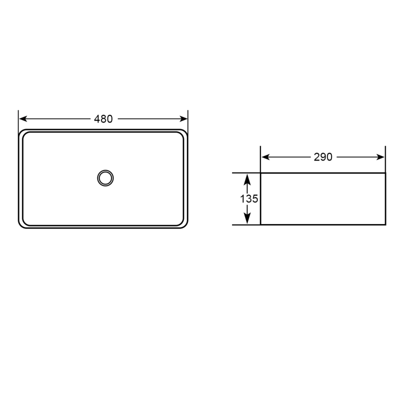 Platoon White Rectangle Countertop Basin