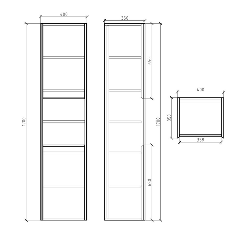Snowdon White and Oak Wall Hung Tall Storage Cabinet