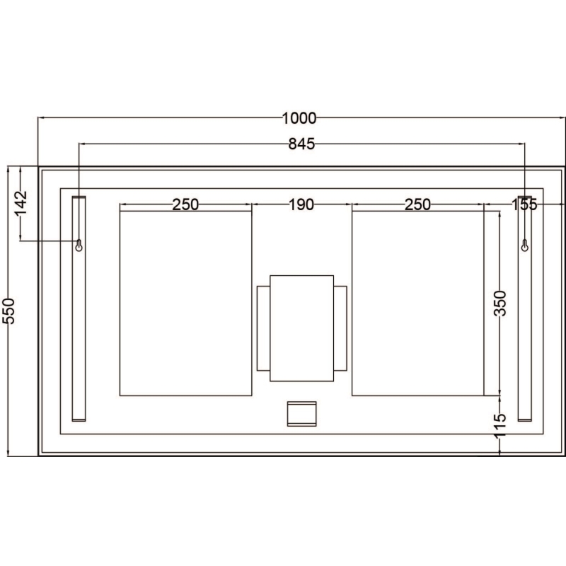 Rione Gold Rectangular Backlit LED Heated Mirror 1000x550mm