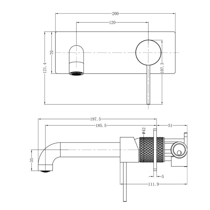 Moray Nickel Knurled Wall Mounted Basin Tap