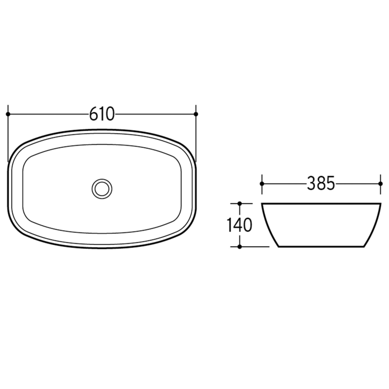 Nagato White Curved Countertop Basin