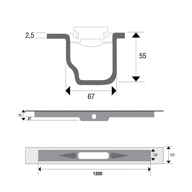 Jackoboard J-Drain Linear Wetroom Floor Drain 1200mm