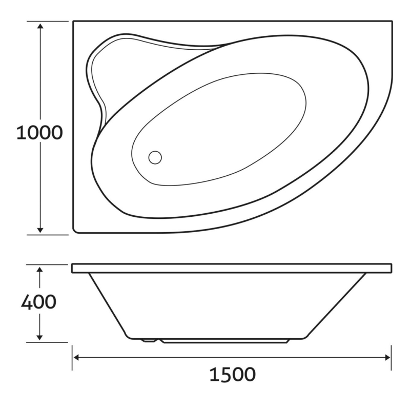 Yesso Left Hand Acrylic Corner Bath 1500x1000mm