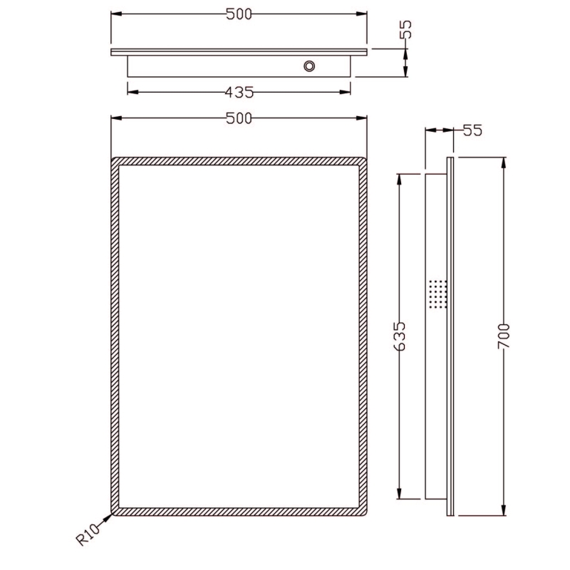 Jarrow Illuminated LED Mirror with Bluetooth Speakers 500x700mm