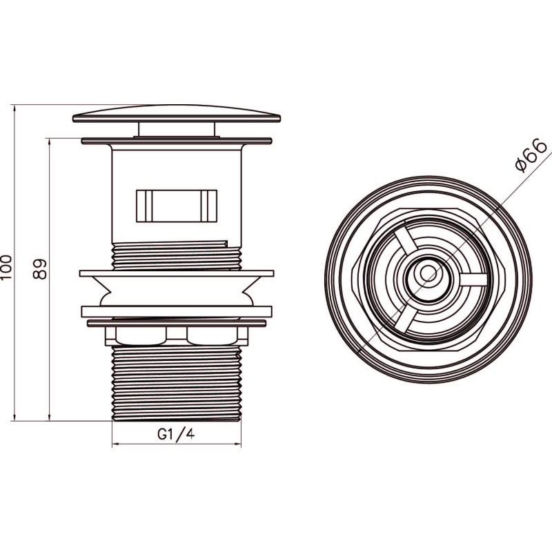 Chrome Click Clack Slotted Basin Waste