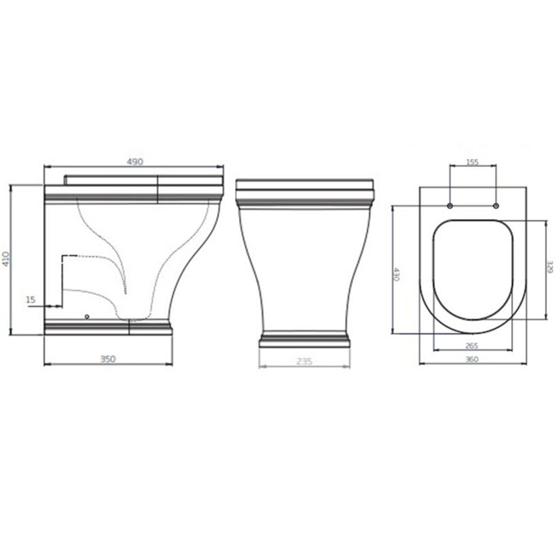Tavistock Lansdown Traditional Back to Wall WC Toilet Pan with Soft Close Seat