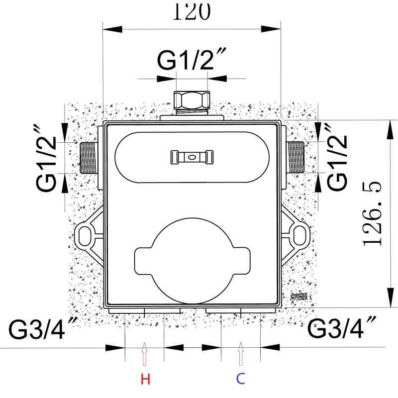 Baylin Dual Outlet Concealed Shower Valve Glass Front Shower Valve