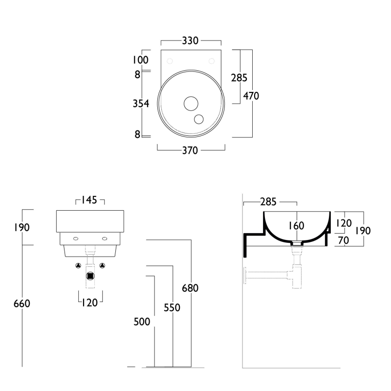 Verity Capri Gloss Wall Hung Round Basin