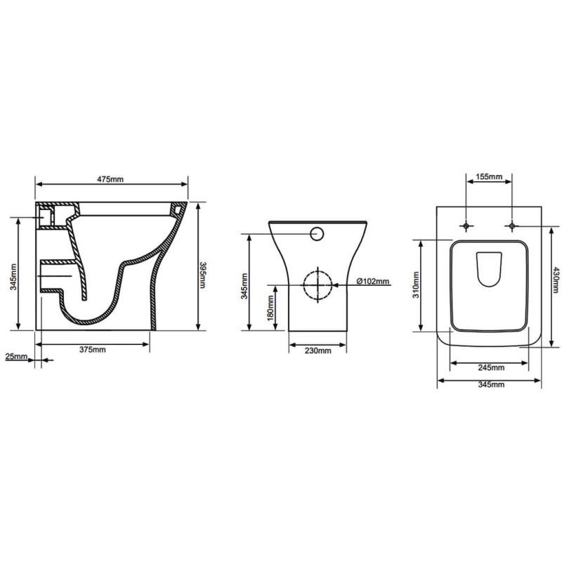 Tavistock Structure Short Projection Back To Wall WC with Soft Close Seat