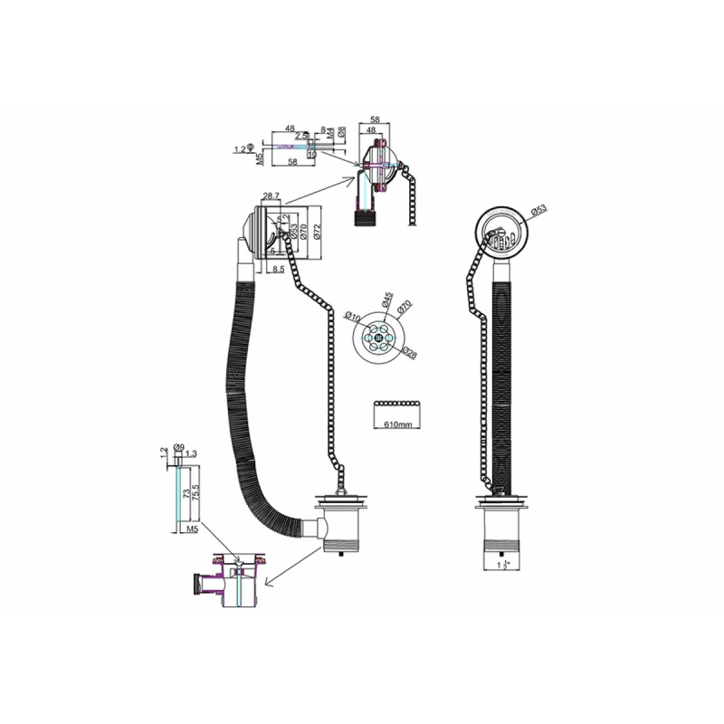 Burlington Chrome Plug & Chain Bath Waste