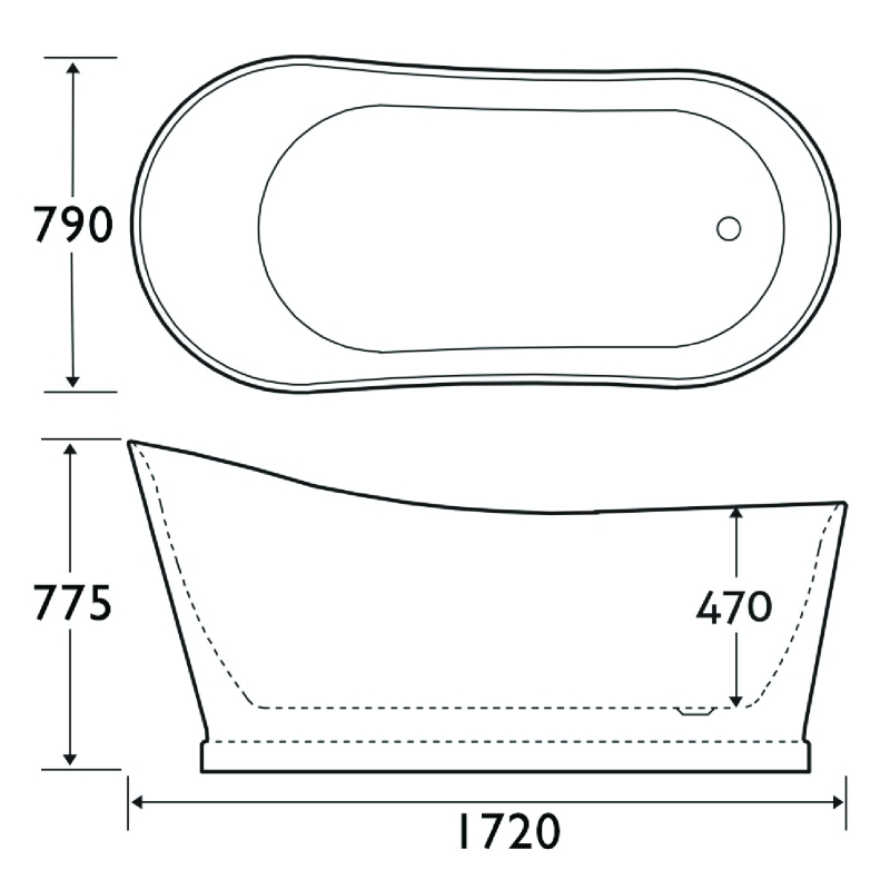 Tadeo Freestanding Acrylic Bath 1720x790mm