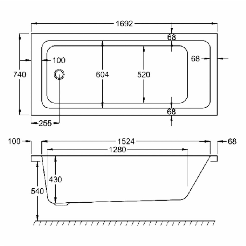 Carron Quantum Single Ended Carronite Bath 1700x750mm