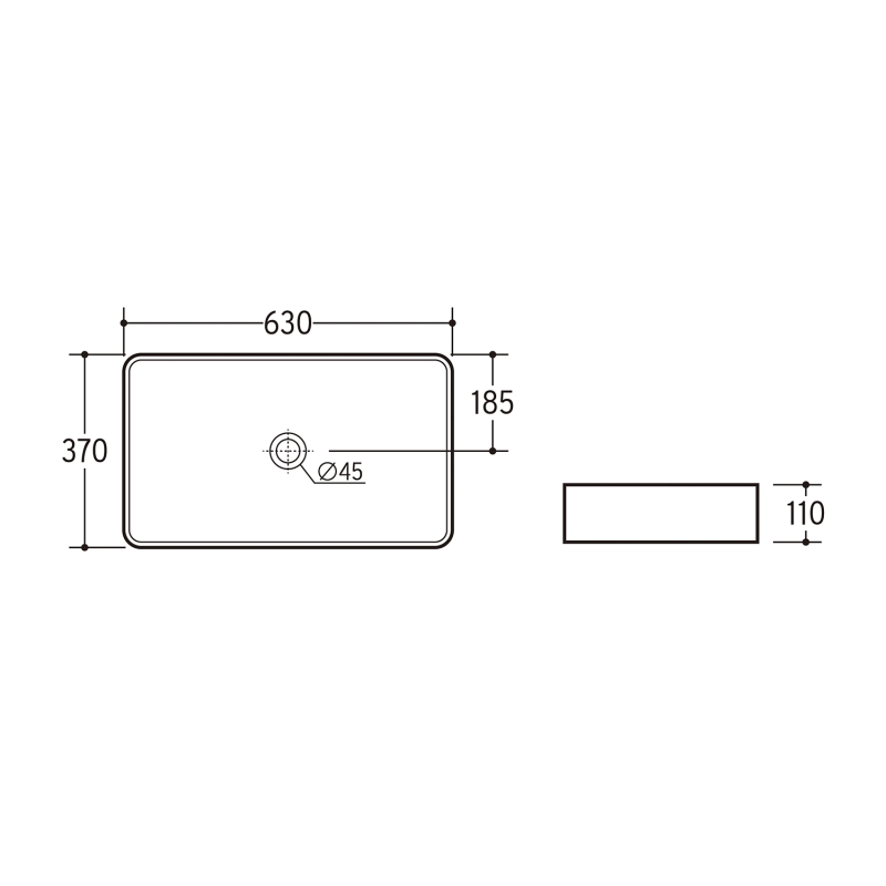 Monica White Rectangular Countertop Basin