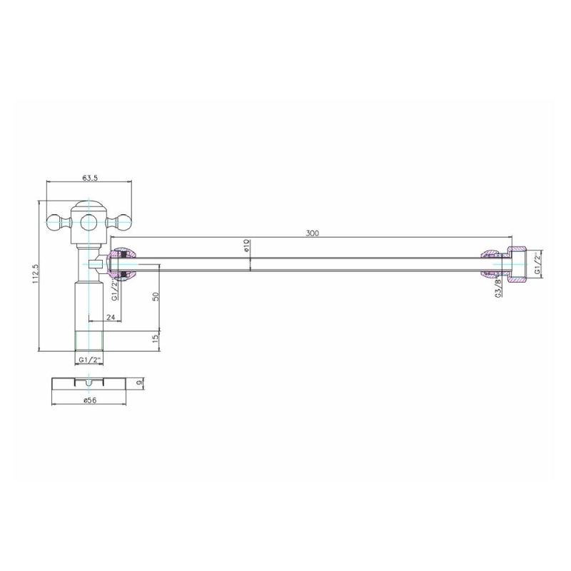 Burlington Chrome Cistern Tank On Off Valve