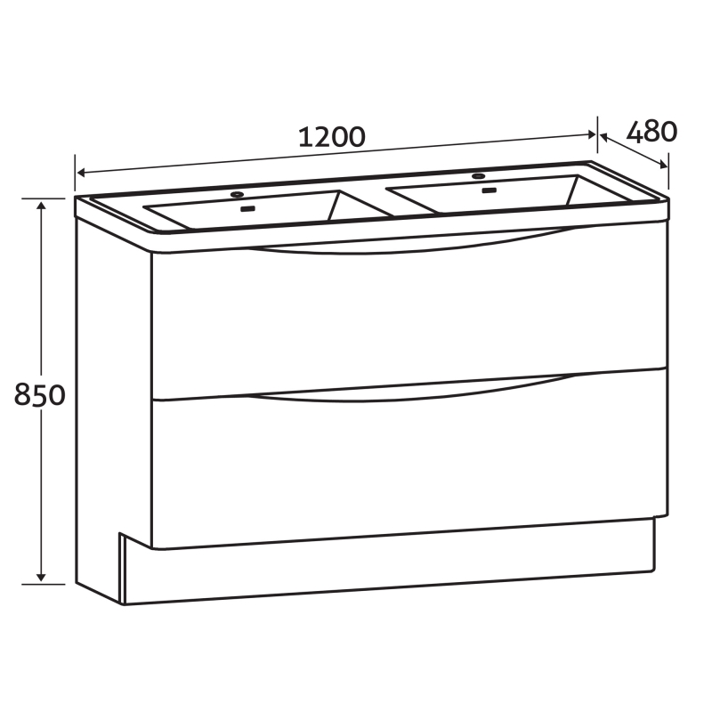 Erin Gloss White Floor Standing Vanity Unit with Ceramic Basin 1200mm