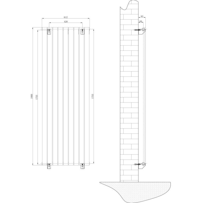 Perth Grey Double Vertical Flat Panel Radiator 1800x610mm