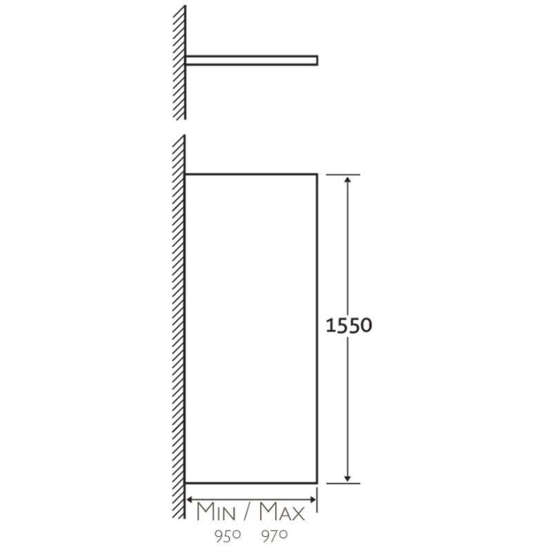 Statton Black Frameless Bath Screen