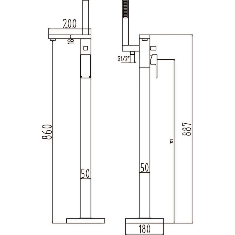 Nyland Chrome Freestanding Bath Shower Mixer
