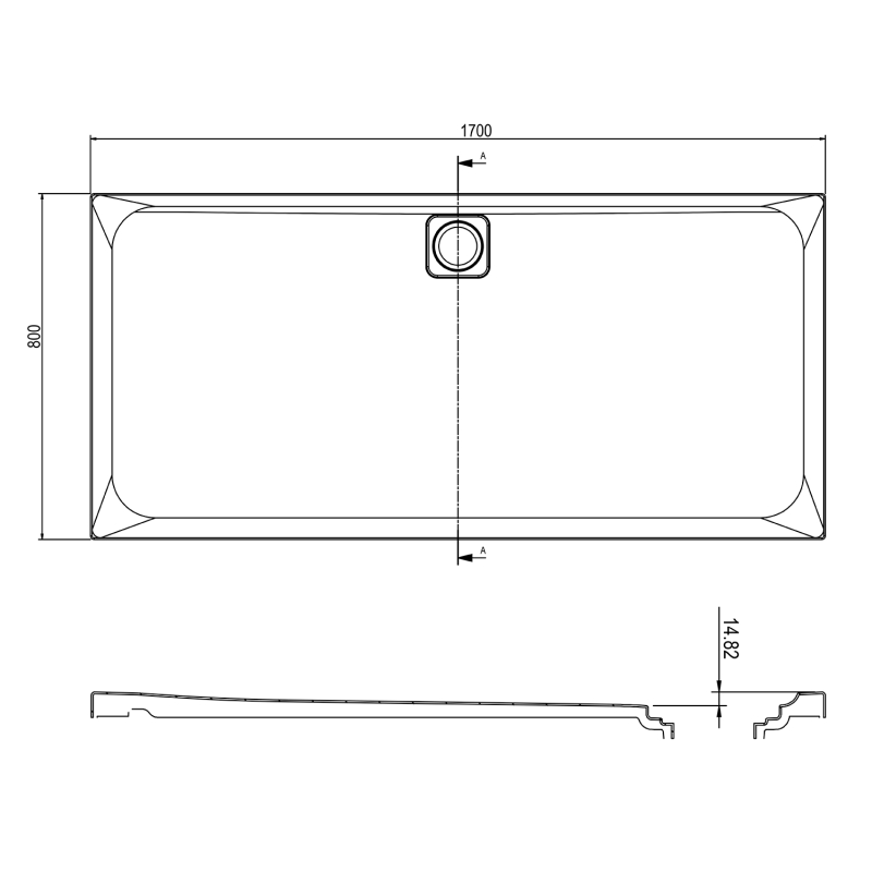 Elle Slimline Rectangular Shower Tray 1700x800mm