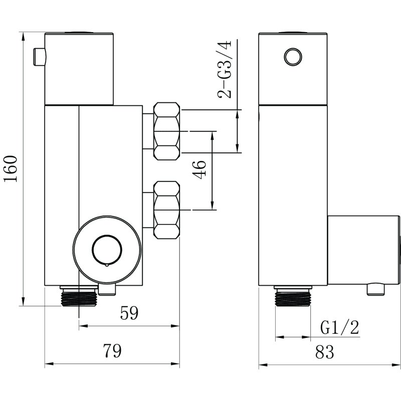 Chrome Douche with Thermostatic Mixer Valve