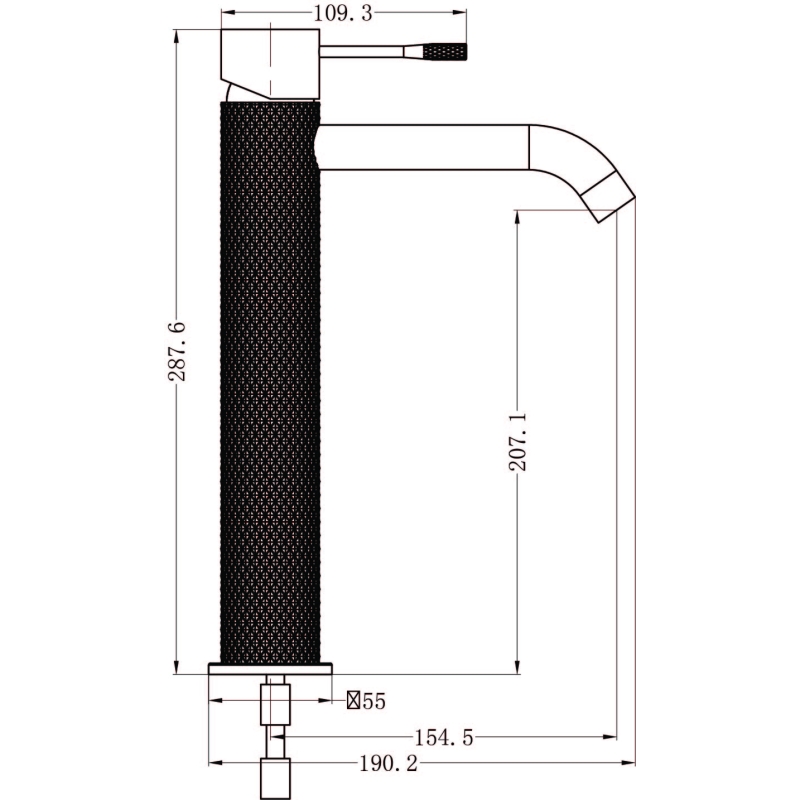 Moray Nickel Knurled Tall Basin Tap