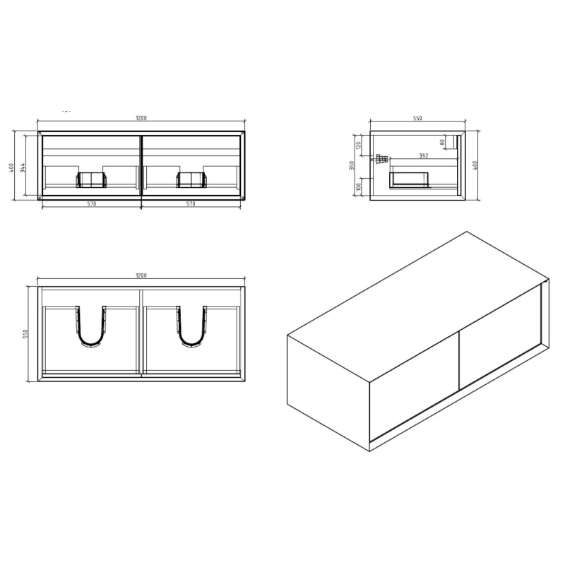 Devlin White & Oak Wall Hung Vanity Unit 1200mm