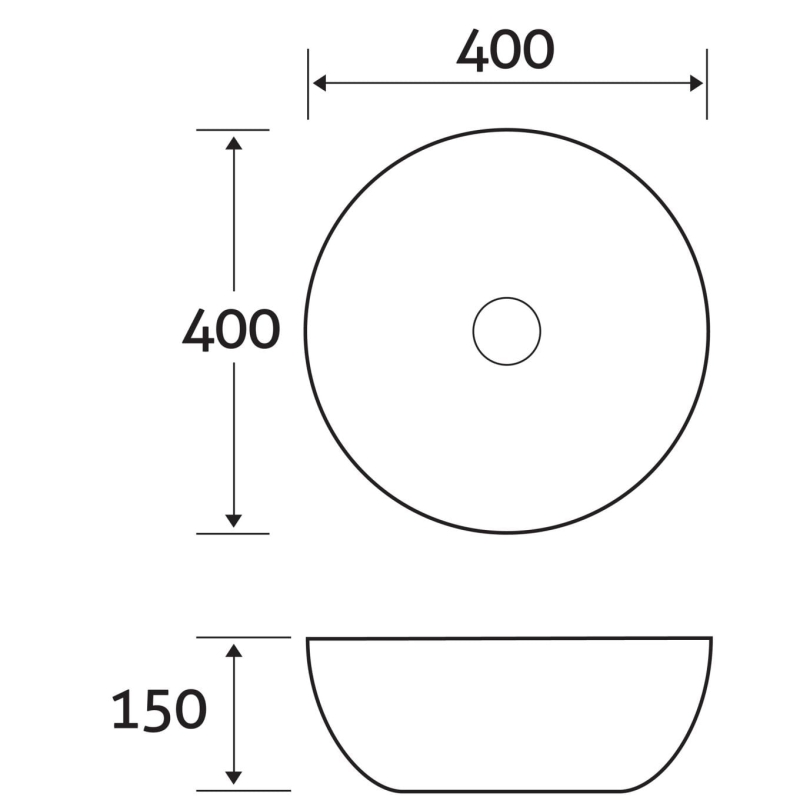 Sphere White Countertop Bowl Basin 420mm