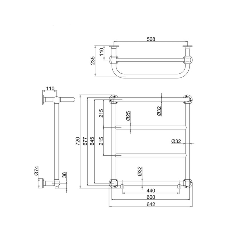 Burlington Cleaver Chrome Heated Towel Rail Radiator 720x642mm