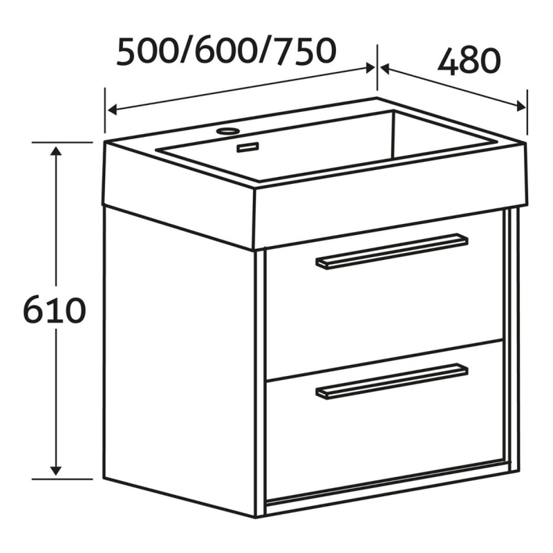 Winslow Grey Ash Wall Hung Vanity Unit with Basin 750mm