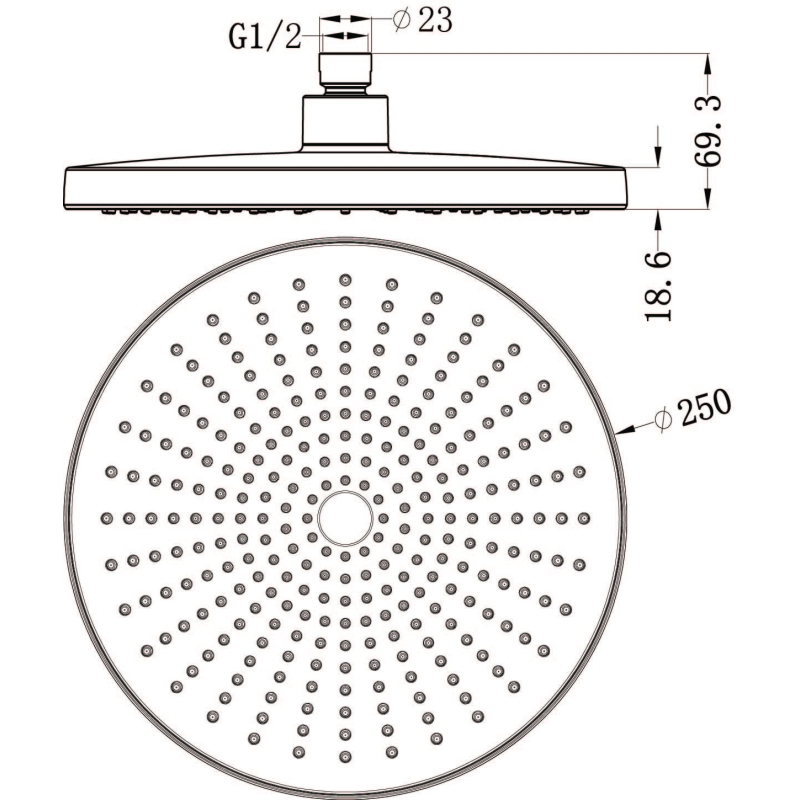 Moray Nickel Round Shower Head 250mm