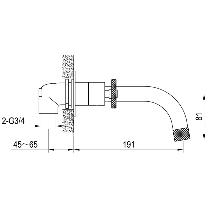 Urban Brushed Nickel Wall Mounted Bath Tap