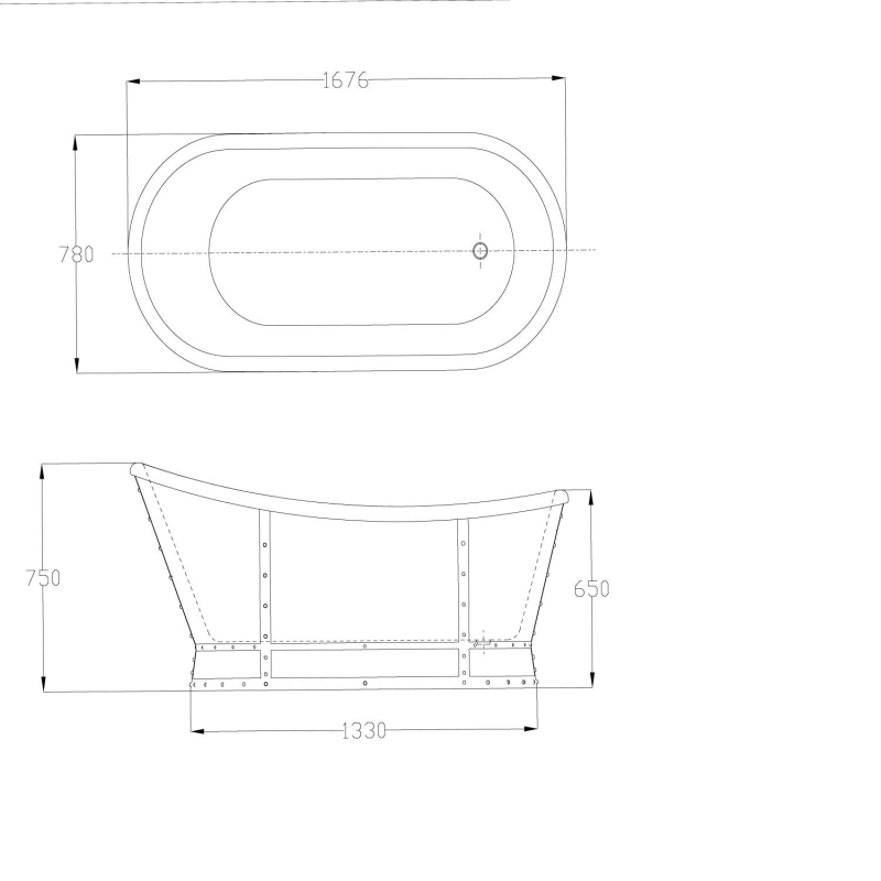 Hoff Black Freestanding Acrylic Bath 1676x780mm