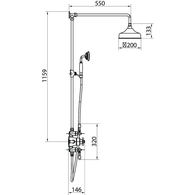 Cambridge Chrome Traditional Dual Outlet Thermostatic Shower Pack
