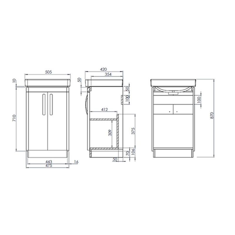 Tavistock Compass Clay Floor Standing Vanity Unit with Ceramic Basin 500mm