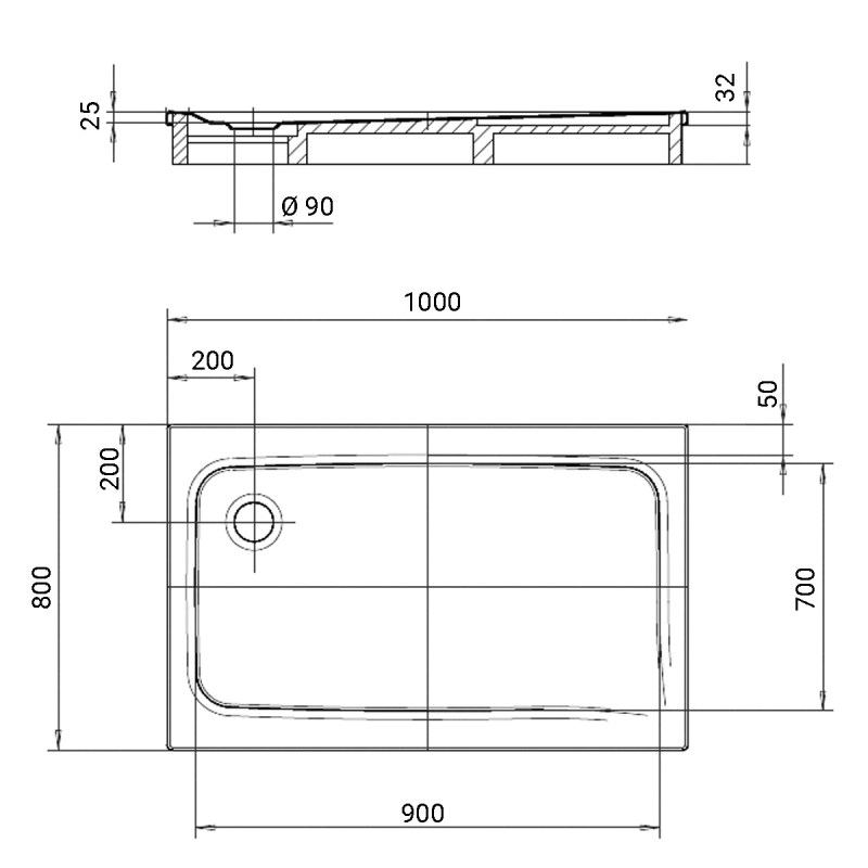 Kaldewei Superplan Rectangular Steel Shower Tray 1000x800mm