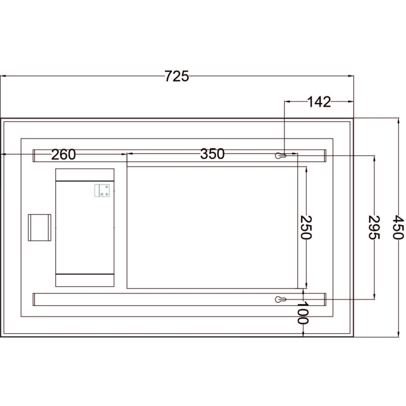 Rione Black Rectangular Backlit LED Heated Mirror 450x725mm