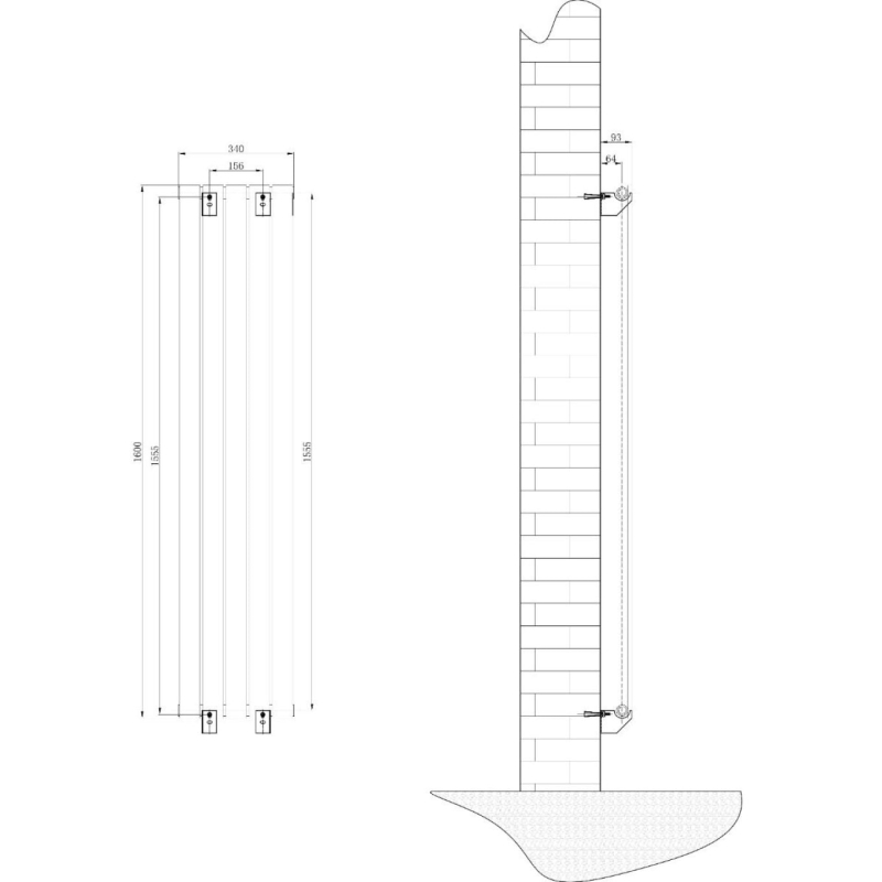 Perth Matt Black Double Vertical Flat Panel Radiator 1600x340mm