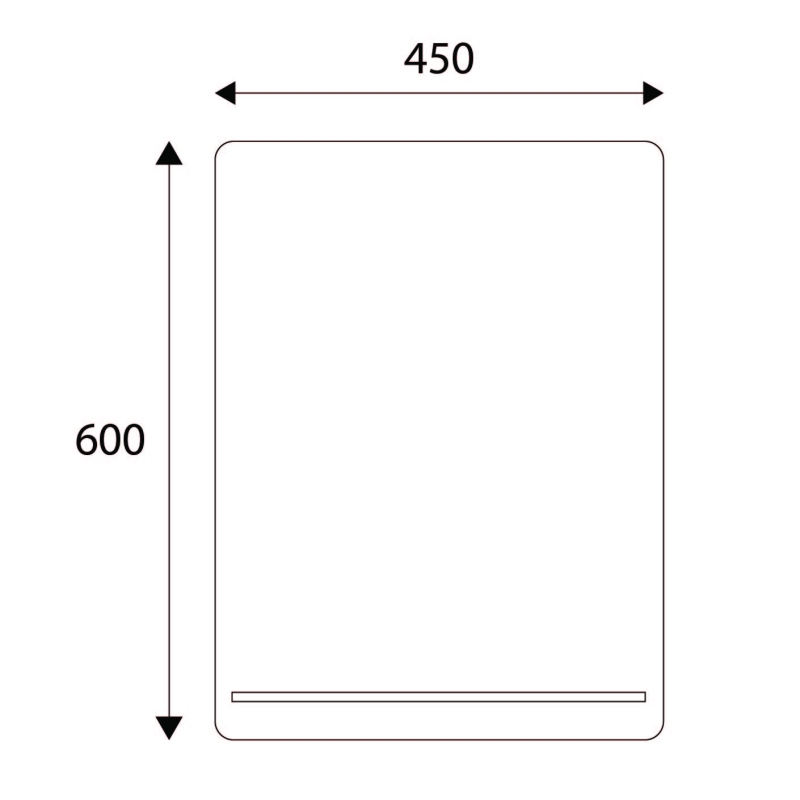 Avni Rectangular Mirror with Glass Shelf 450x600mm