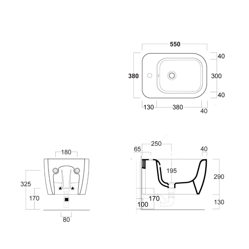 Micheli Matt Grey Wall Hung Bidet