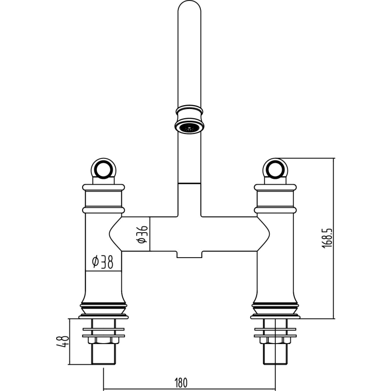 Rainford Chrome Traditional Bath Filler Tap
